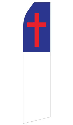 Blue White and Red Cross Econo Stock Flag