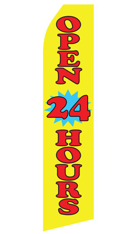 Yellow Open 24 Hours Econo Stock Flag